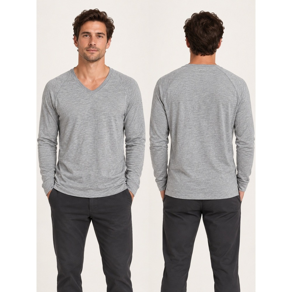 James Perse Sweater Mens Size 3 Gray Wool Cashmere V-Neck Raglan Sleeve MWU3442